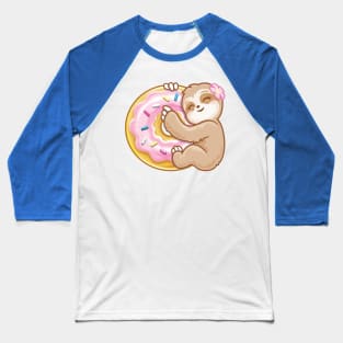 Pink Donut Cute Sloth Baseball T-Shirt